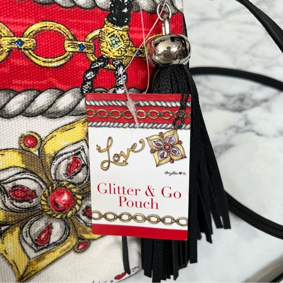 NWT Brighton Glitter & Go Pouch Crossbody Purse Bag Love Chain Diamond Print - Picture 9 of 11
